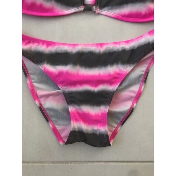 Malibu Dream Girl Multicolor Padded Striped Bikini Set Swimsuit - Picture 3 of 9